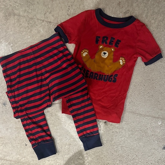 Joe Fresh Red and Navy Bear Hug Pajama Set - Picture 1 of 6